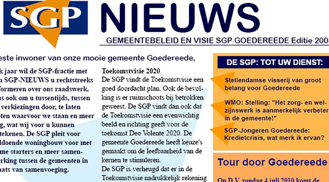 SGP NIEUWS Goedereede met actuele thema’s huis-aan-huis